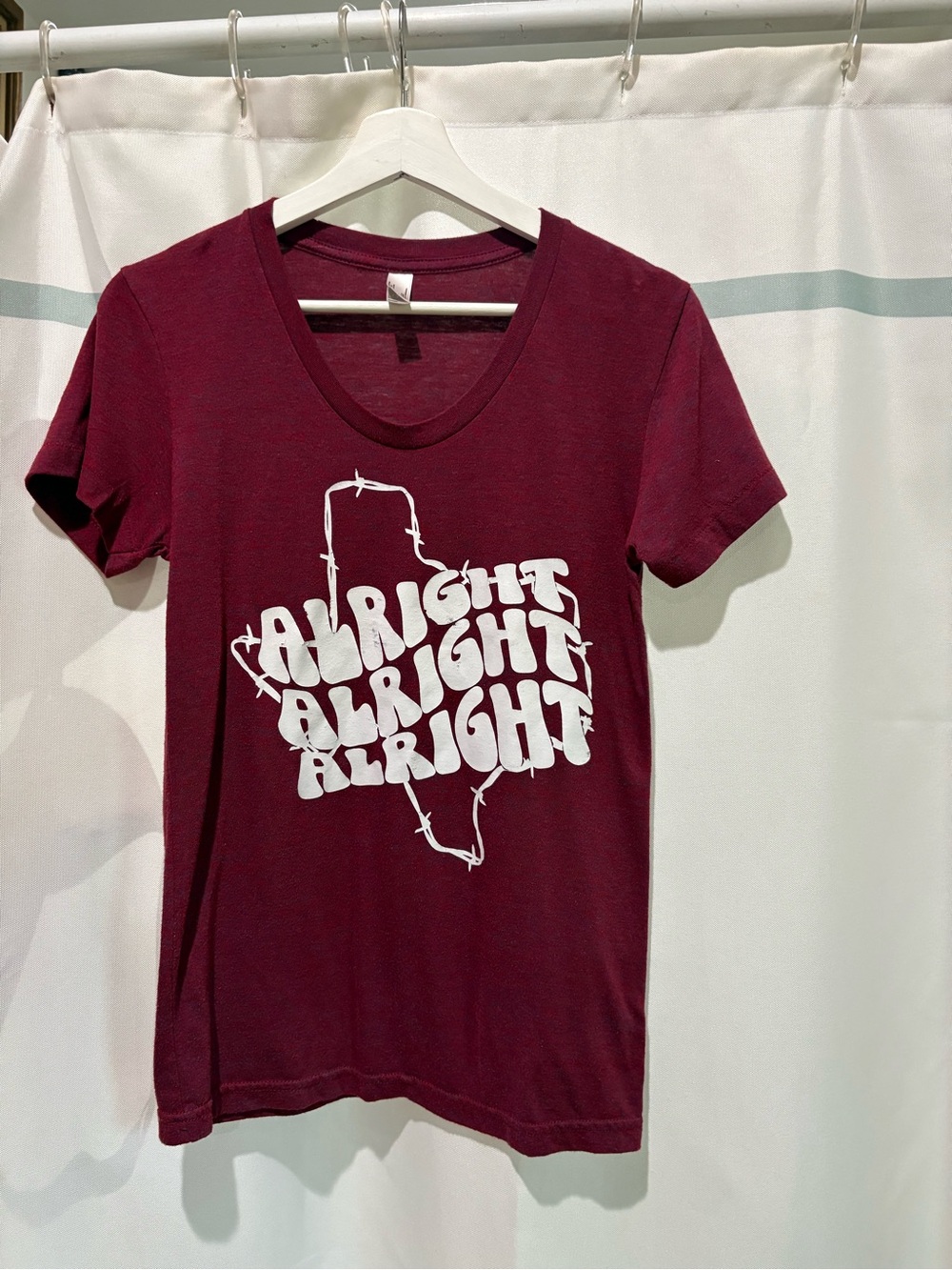 Maroon Graphic Scoop Neck Tee - "Alright Alright Alright"